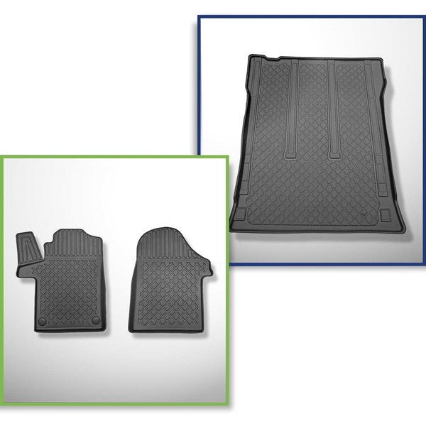 Ensemble: tapis de voiture en TPE + tapis de coffre pour Mercedes-Benz Vito  W447 VAN (10.2014-.) - Aristar - Guardliner - pour l'espace derriere 2e  rangée de sieges (3e rangée dans la