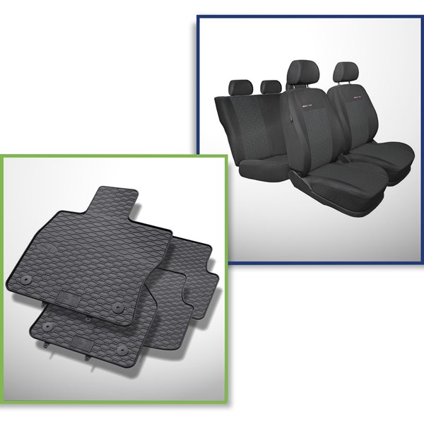 Ensemble: tapis de voiture en caoutchouc + housses de siège confectionnées  sur mesure pour Skoda Octavia III Break, Liftback (2013-2019) - Elegance -  P-1 - Housse d'accoudoir arrière