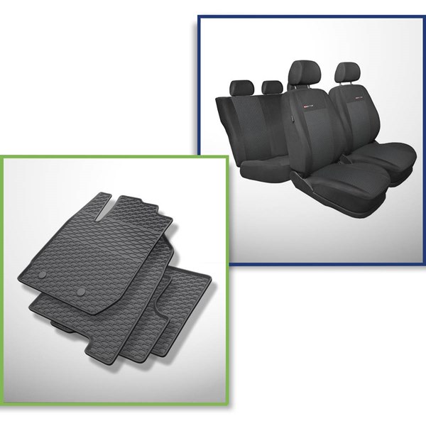 Set: tappetini auto in gomma + coprisedili su misura per Dacia Duster SUV ( 2010-2013) - Elegance - P-3